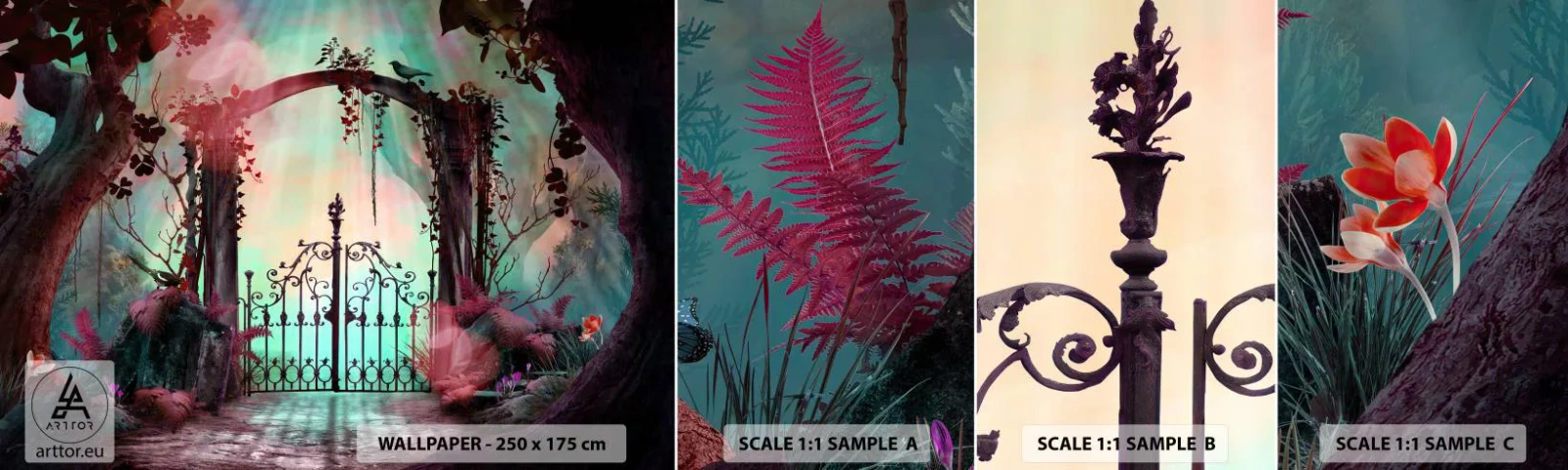 Photo Wallpaper Sample Self-Adhesive Deluxe Sticker - Secret Garden - Fantasy, Secret Garden, Fairy tale - 100x30 cm