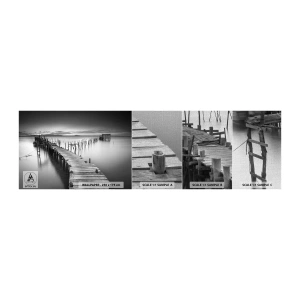 Photo Wallpaper Sample Premium Canvas - Peace of a Forgotten Shore - Landscape, Lake, Wooden Bridge - 100x30 cm