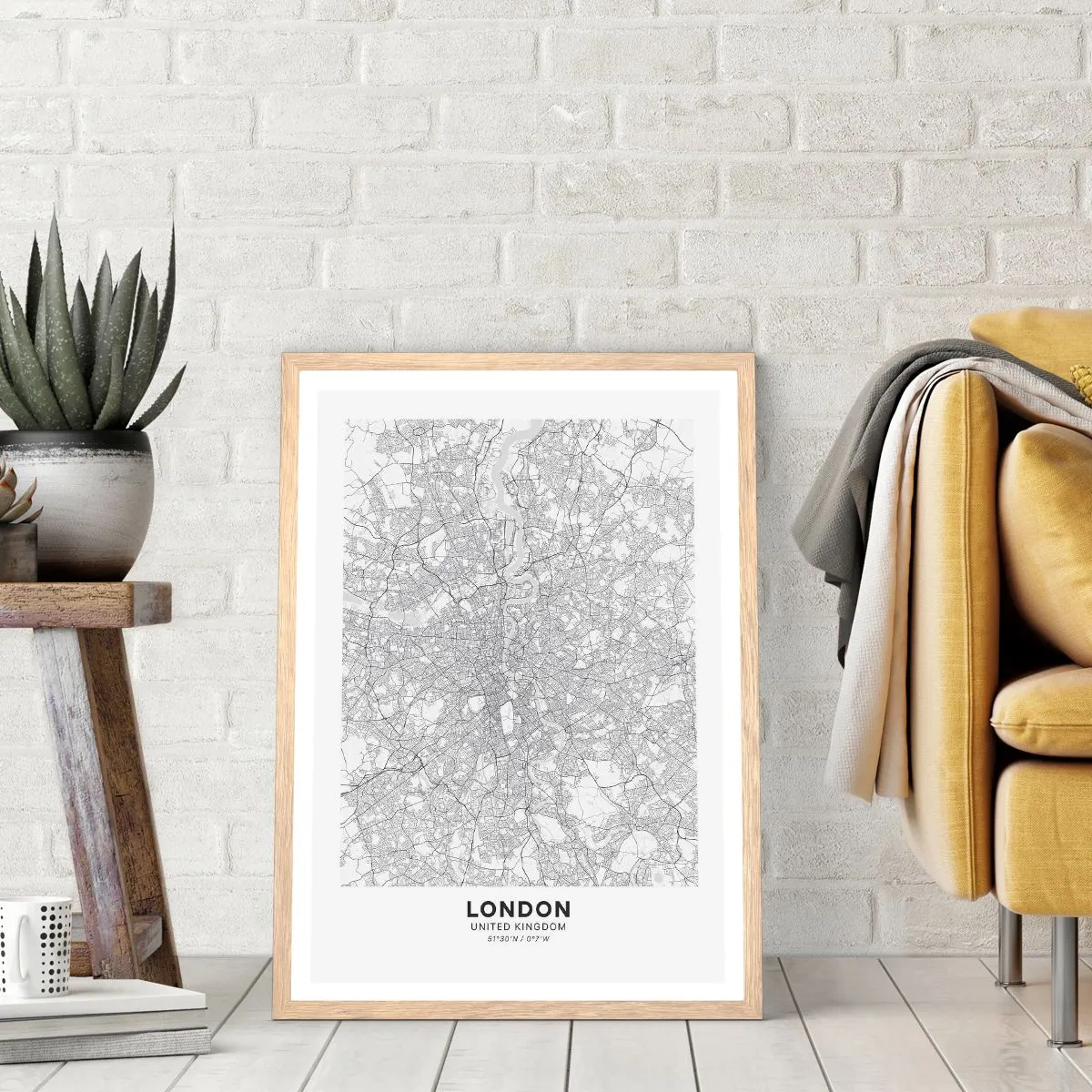 Poster in light oak frame - Map of London Maze - 70x100 cm