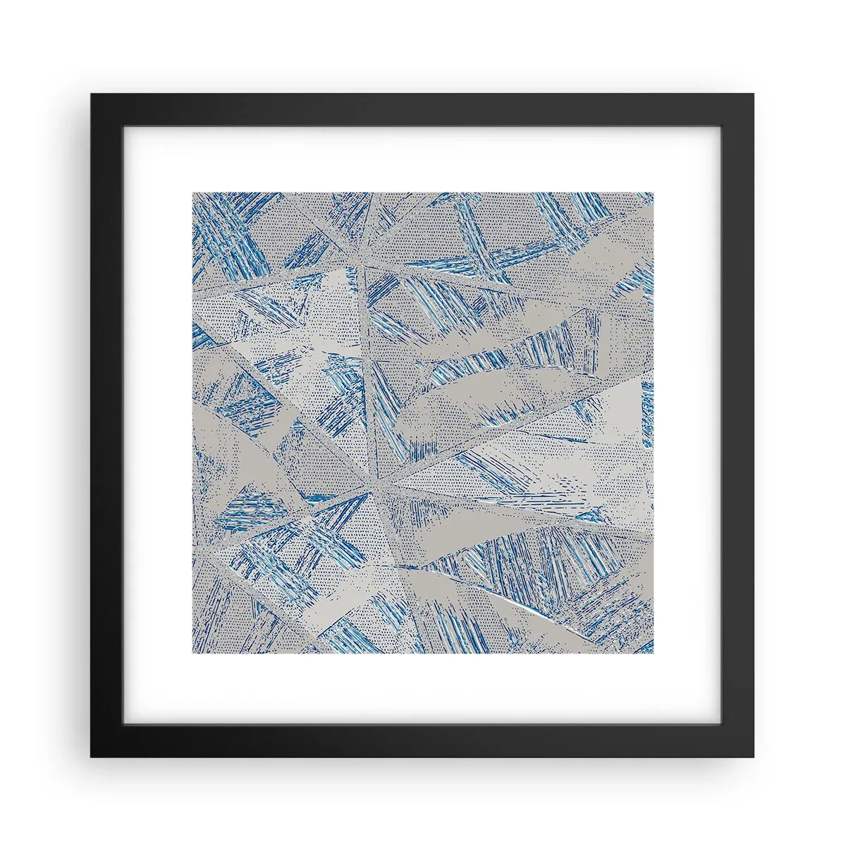 Poster in black frame - In Blue and Grey Maze - 30x30 cm