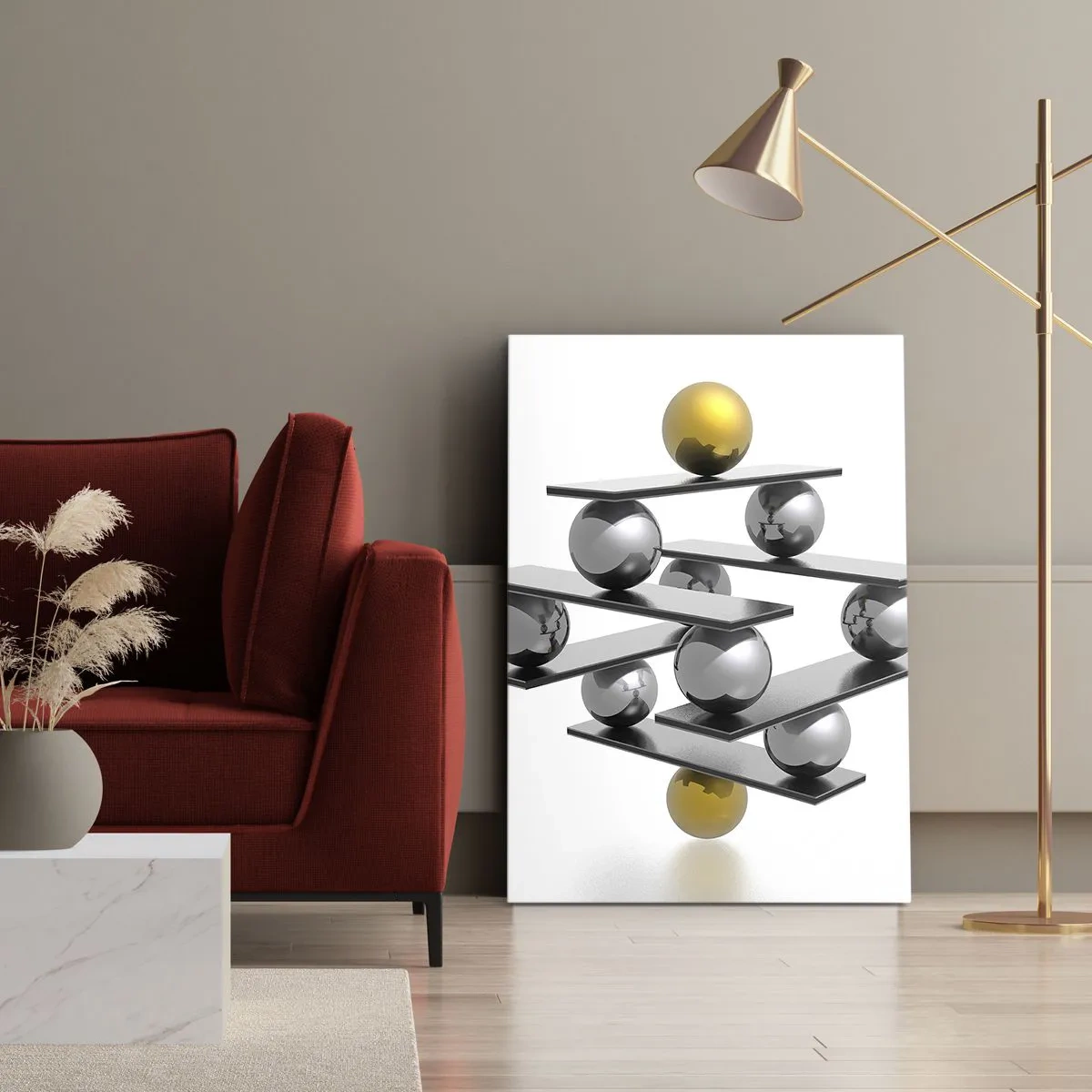 Canvas picture - Gold-Silver Balance - 45x80 cm