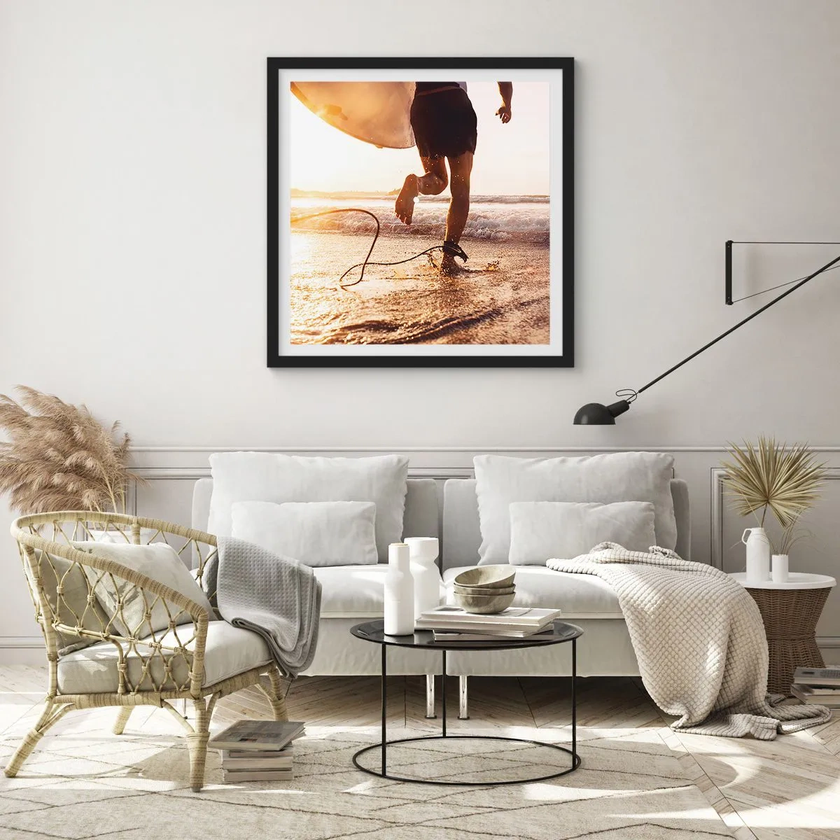 Poster in black frame - Encounter with a Wave - 60x60 cm