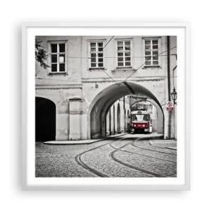 Poster in white frmae - Through City Labirynth - 60x60 cm
