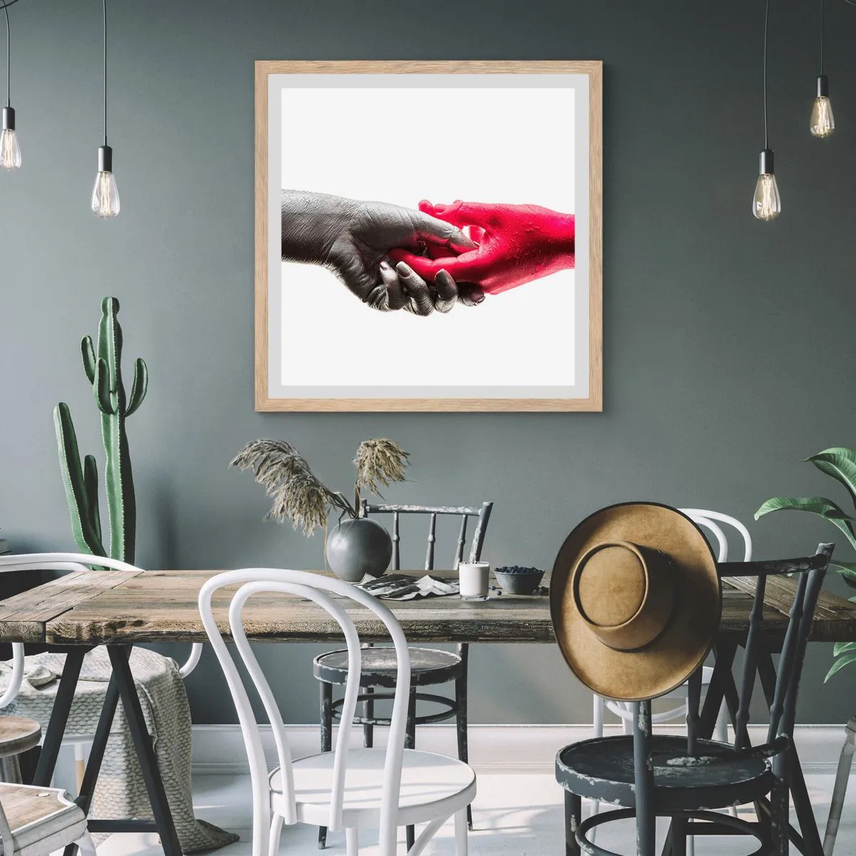 Poster in light oak frame - Together, although Different - 60x60 cm