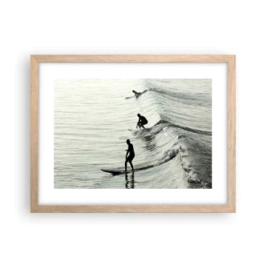 Poster in light oak frame - Meeting the Wave - 40x30 cm