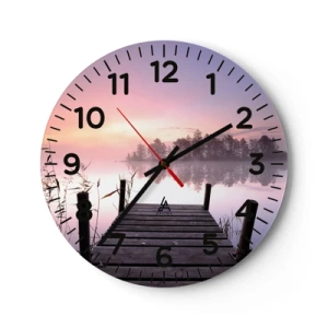 Wall clock - Clock on glass - Out from a Lilac Fog… - 40x40 cm