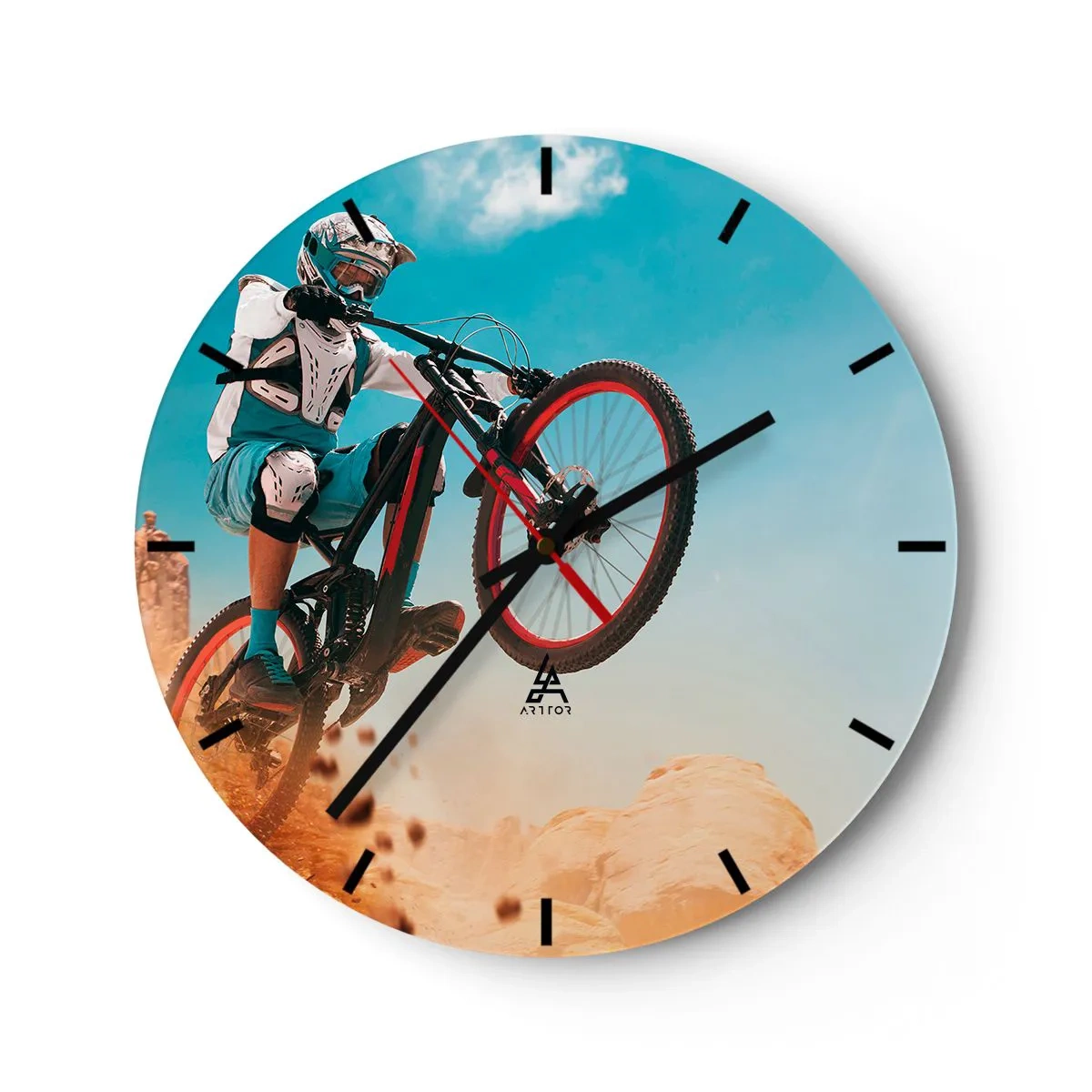 Wall clock - Clock on glass - Madness on Wheels - 40x40 cm
