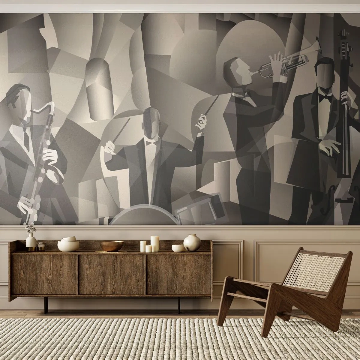 Photo Wallpaper Premium Canvas - In the Space of Sounds - Abstraction, Band, Jazz - 150x105 cm