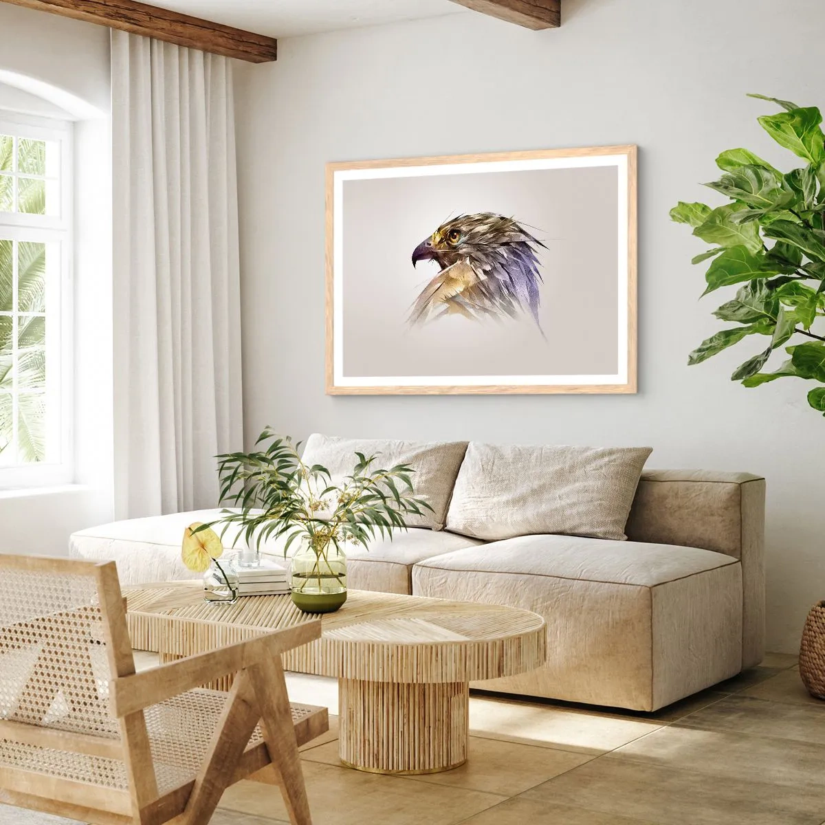 Poster in light oak frame - Portrait of a Warrior - 91x61 cm