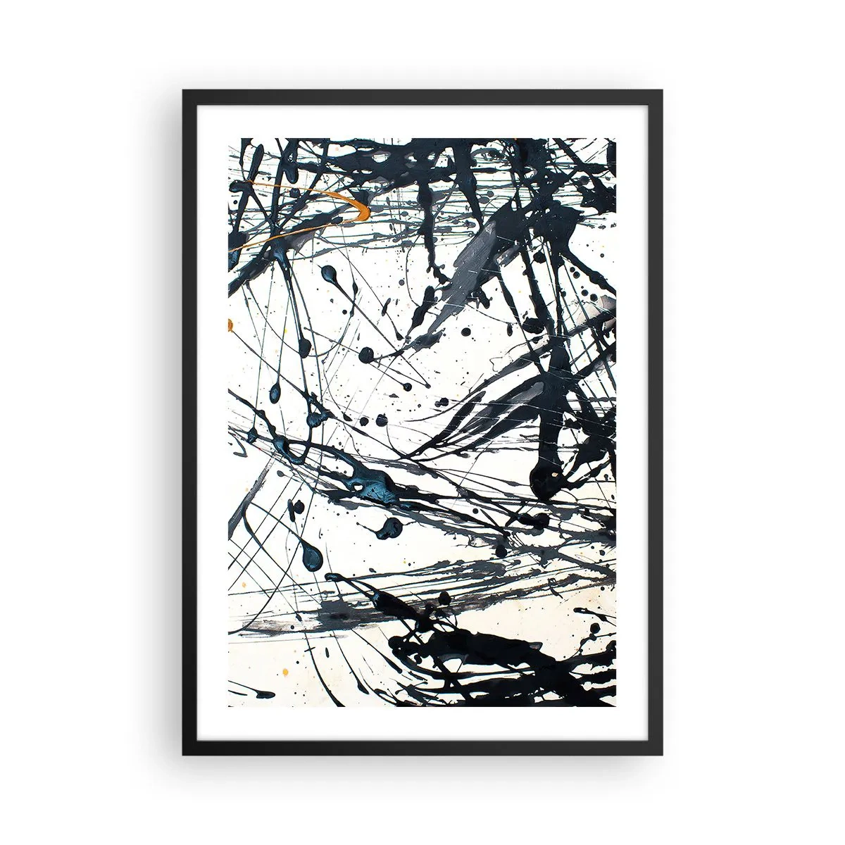 Poster in black frame - Expressive abstract lines on a white background - 50x70cm - With or Without Meaning? - Modern wall decoration for the living room and bedroom ARTTOR