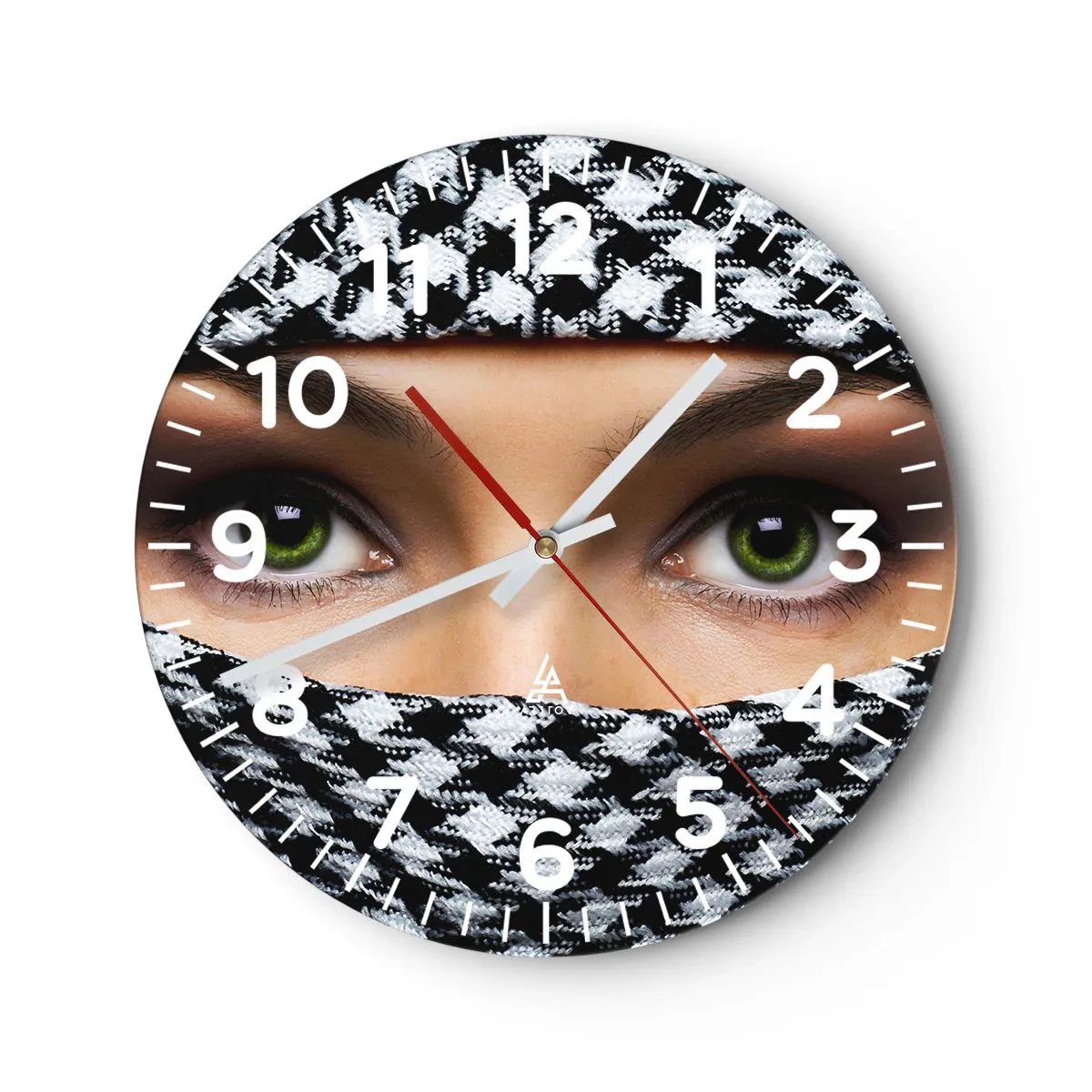 Wall clock - Clock on glass - Portrait of Head-scarfed Beauty - 30x30 cm