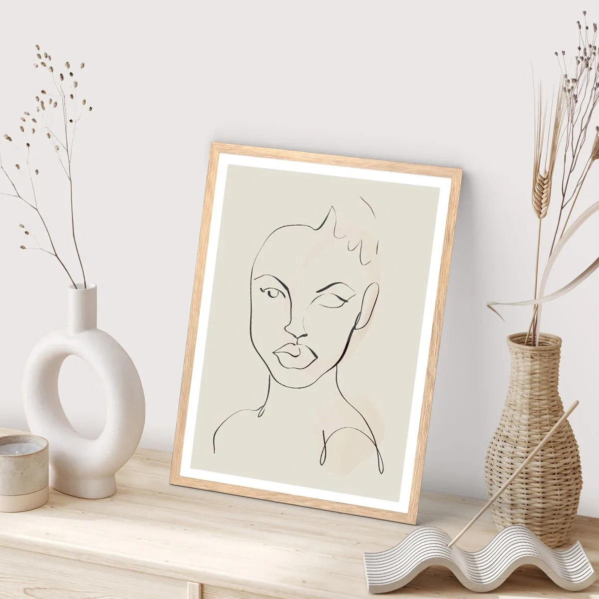 Poster in light oak frame - Outline of Sensuality - 61x91 cm