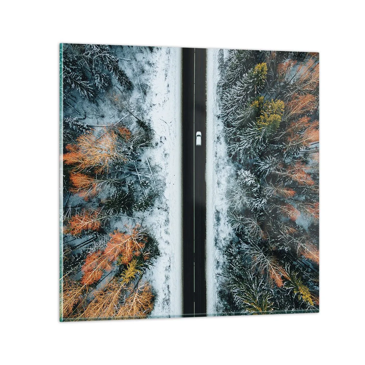 Glass picture - Through a Wintery Forest - 40x40 cm
