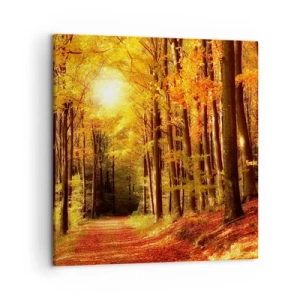 Canvas picture - Golden Autumn on a Forest Path - 50x50 cm