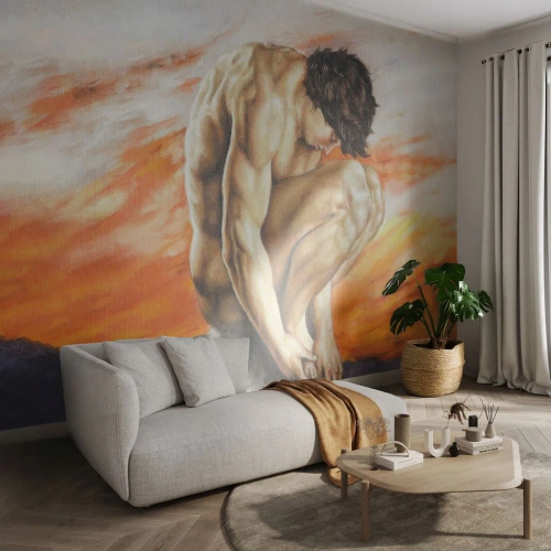 Photo Wallpaper Premium Canvas - Submerged in Himself - Body, Man, Statue - 150x105 cm