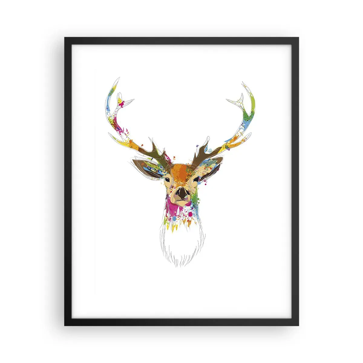 Poster in black frame - Deer Bathed in Colour - 40x50 cm