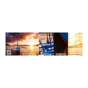 Photo Wallpaper Sample Standard Eco - After a Long Day, Stretching on the Sand - Landscape, Sea, Fishing boat - 100x30 cm