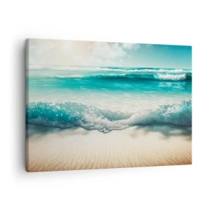 Canvas picture - Ocean waves on a light sandy beach - 70x50cm - Calm of the Ocean - Modern wall decoration for the living room and bedroom ARTTOR