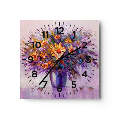 Wall clock - Clock on glass - Smells Sweet, Looks Sweet - 30x30 cm