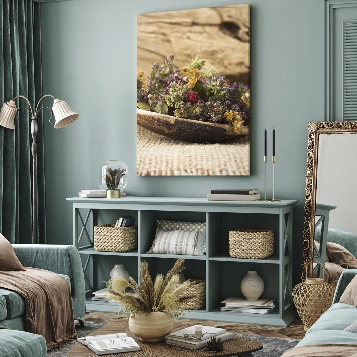 Canvas picture - Colourful Flowers and Fragrant Herbs - 50x70 cm