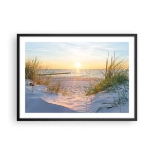 Poster in black frame - Sound of the Sea, Singing of the Birds, Wild Beach among Grass - 70x50 cm