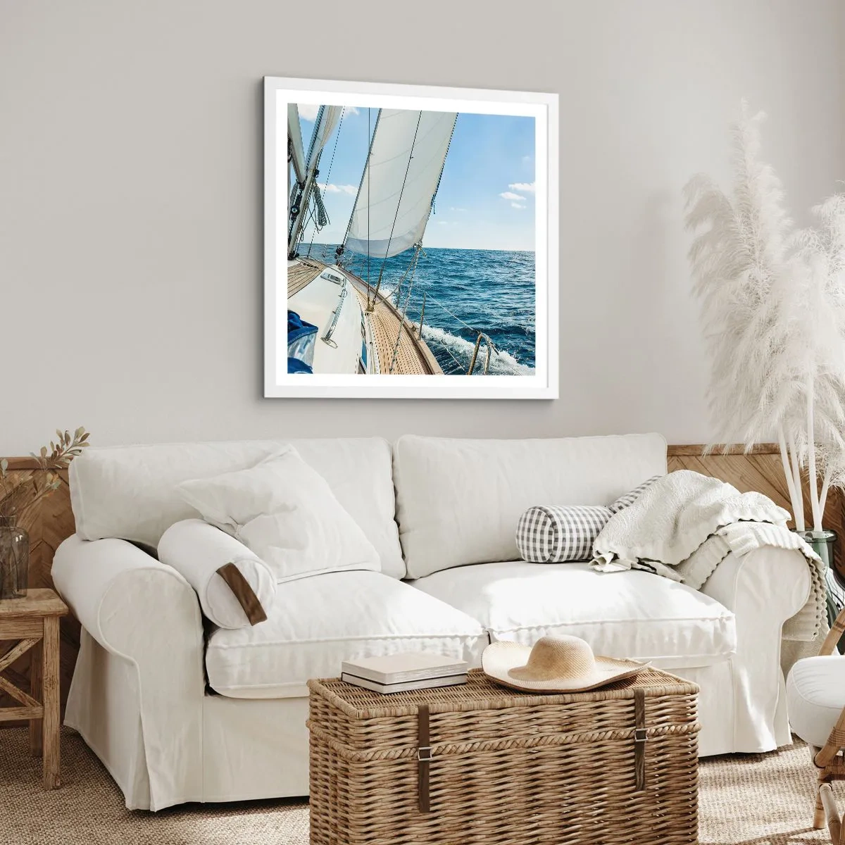 Poster in white frmae - Ahoy, Adventure - 60x60 cm