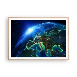 Poster in light oak frame - Sparkling Europe - 100x70 cm