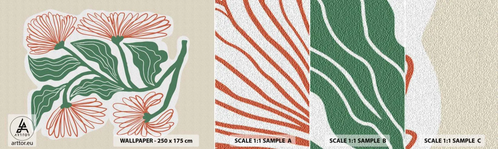 Photo Wallpaper Sample Self-Adhesive Deluxe Sticker - Folk and Modern - Boho, Flowers, Minimalism - 100x30 cm