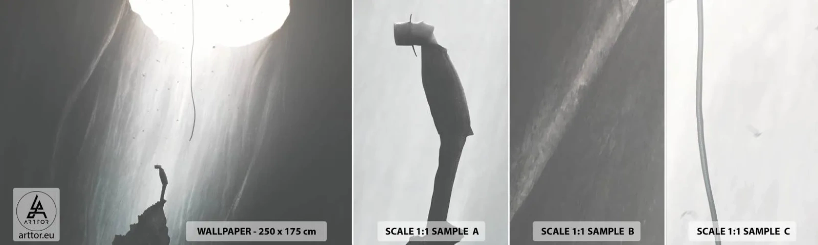 Photo Wallpaper Sample Self-Adhesive Deluxe Sticker - There Is Always Some Way Out - Cave, Man, Climbing - 100x30 cm