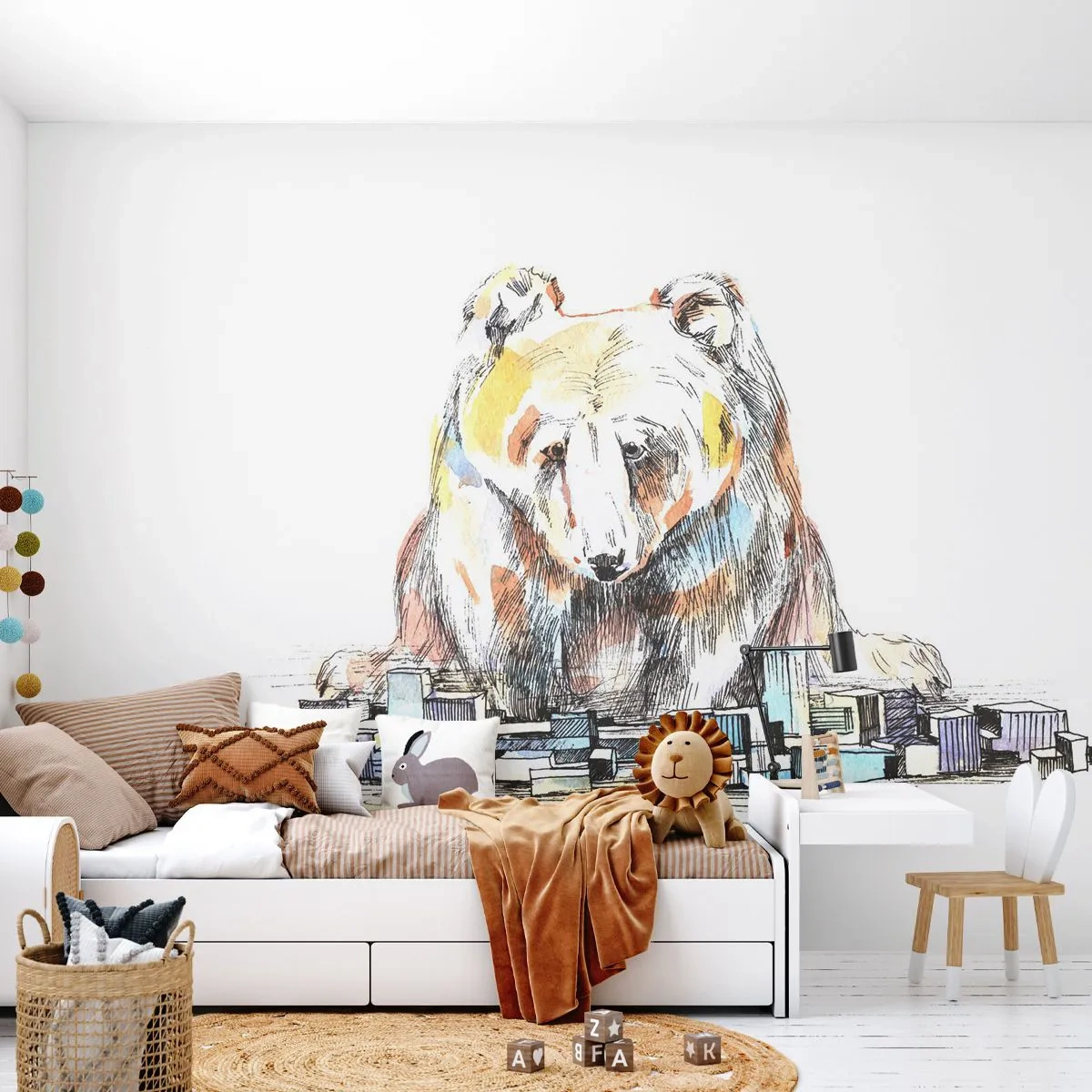 Self-Adhesive Photo Wallpaper Deluxe Sticker - How Can You Live like That? - Animals, Bear, Graphics - 200x140 cm