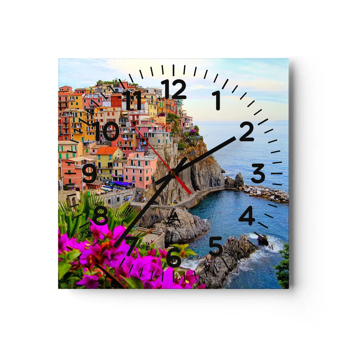 Wall clock - Clock on glass - Laughing City - 40x40 cm