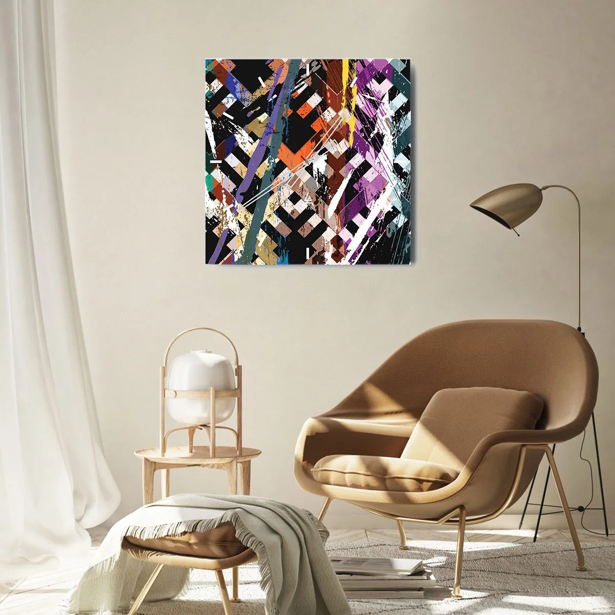 Wall clock - Clock on glass - Squared - 40x40 cm