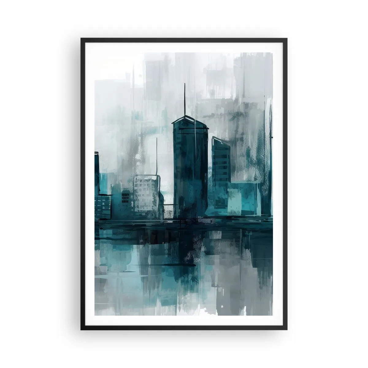 Poster in black frame - City in the Colour of Rain - 70x100 cm