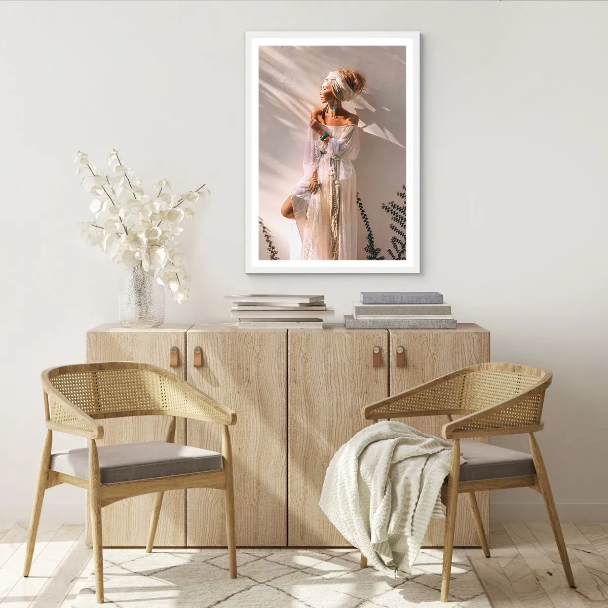 Poster in white frmae - Sun and Girl - 30x40 cm