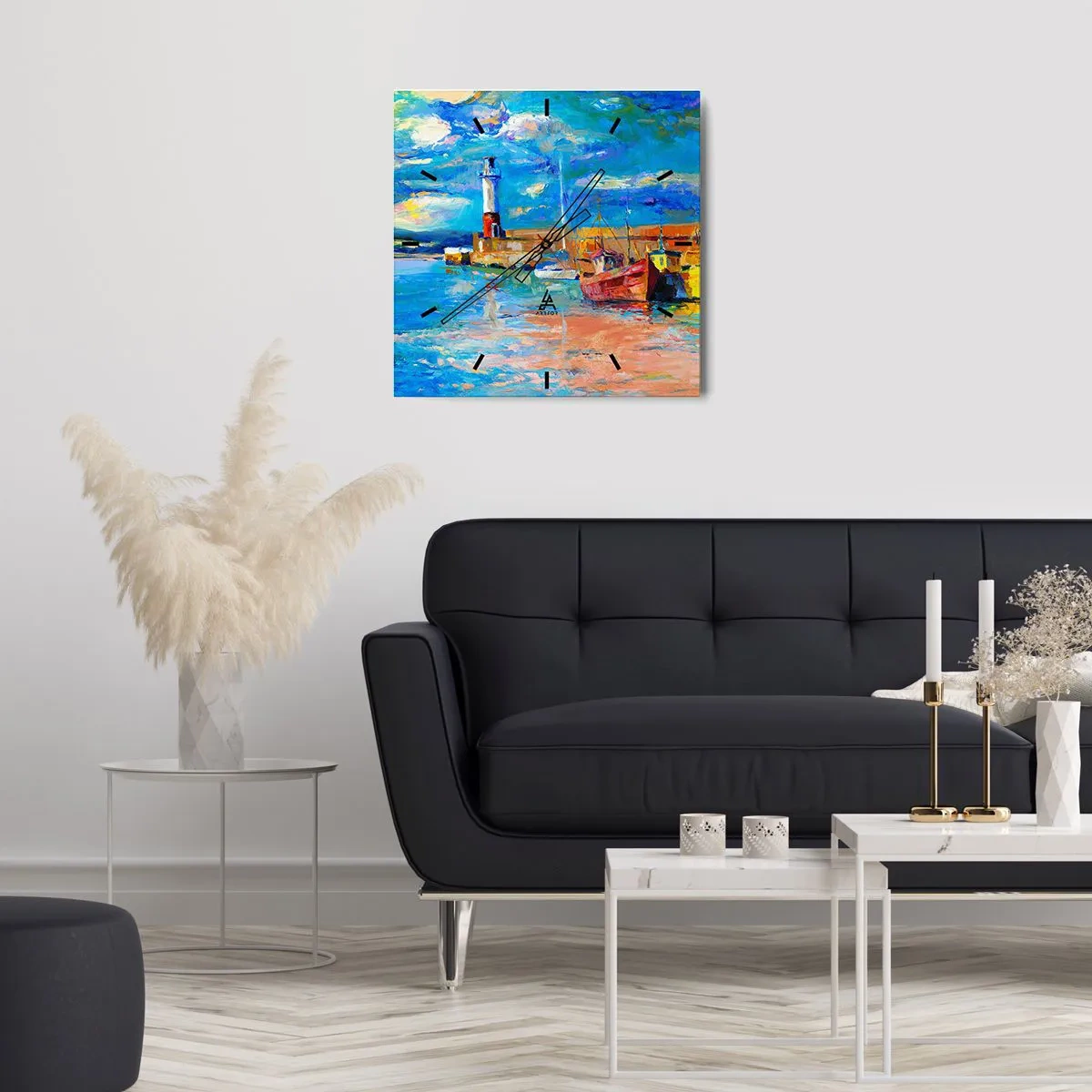 Wall clock - Clock on glass - Afternoon in a Rainbow Bay - 30x30 cm
