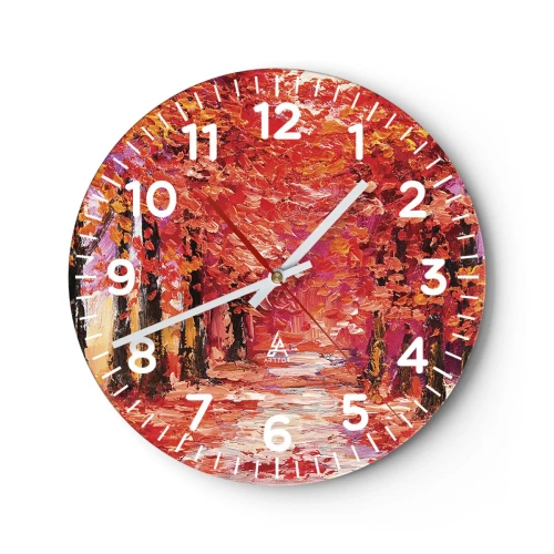 Wall clock - Clock on glass - Autumnal Impression - 40x40 cm