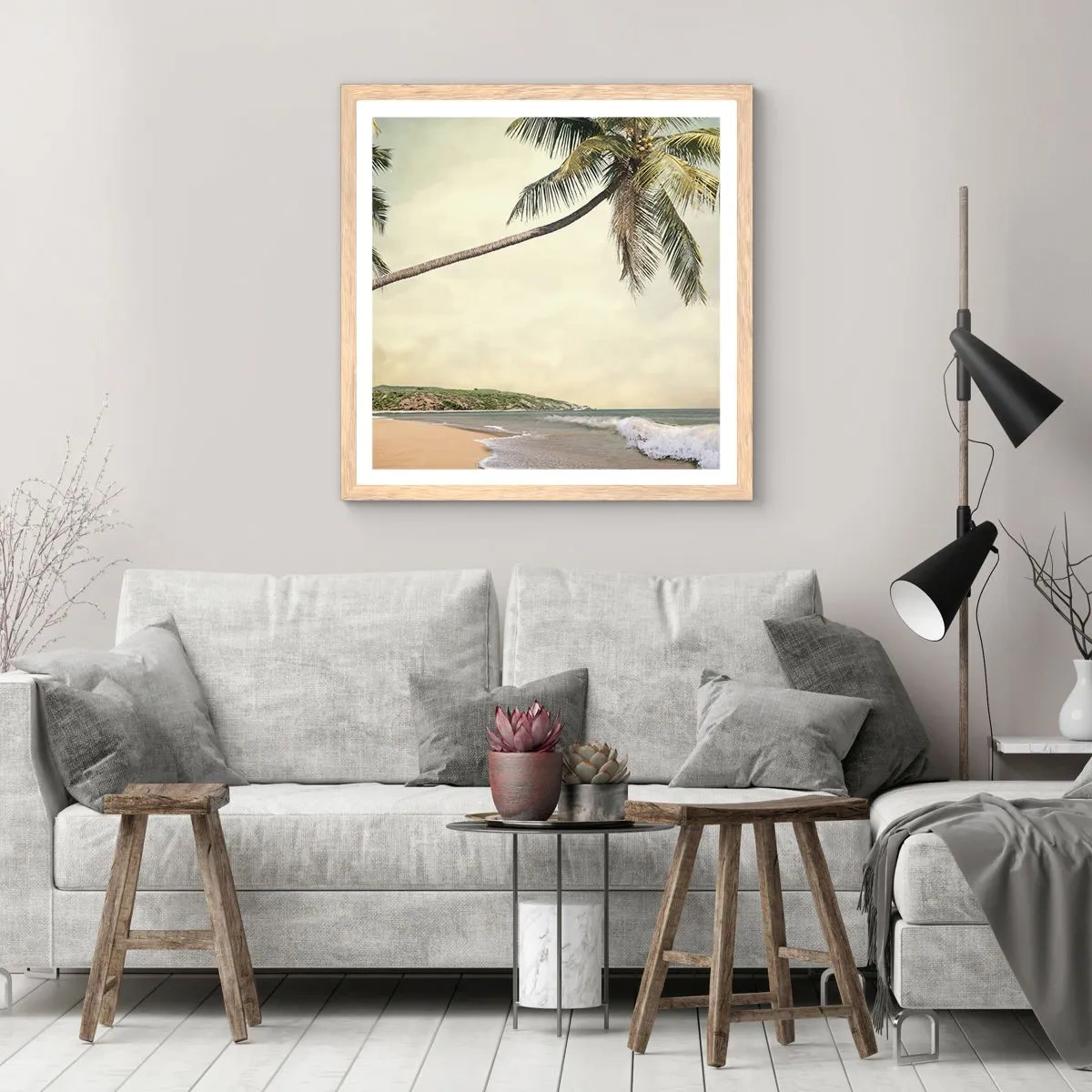 Poster in light oak frame - Tropical Dream - 60x60 cm