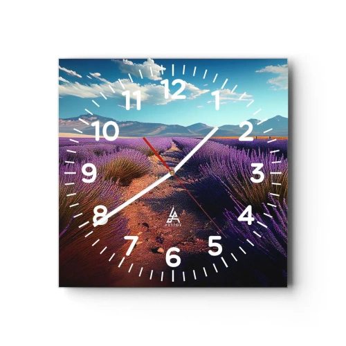 Wall clock - Clock on glass - Fragrant Fields - 30x30 cm