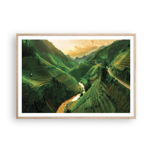 Poster in light oak frame - Vietnamese Valley - 100x70 cm