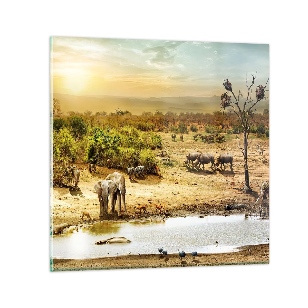 Glass picture - There Is a River that Flows from Eden - 30x30 cm