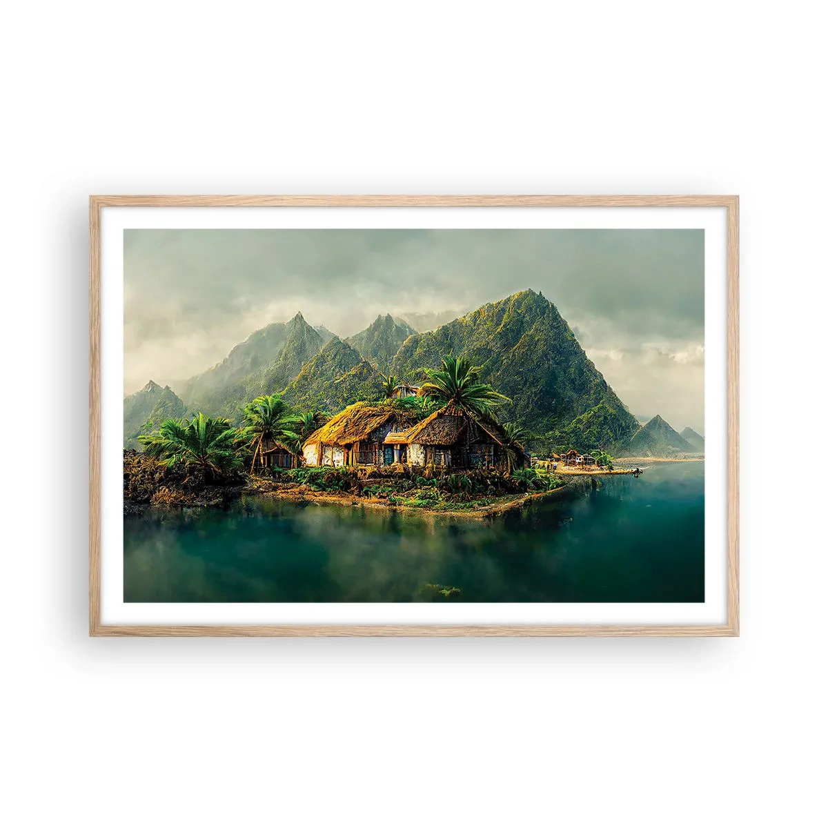Poster in light oak frame - Tropical Paradise - 91x61 cm