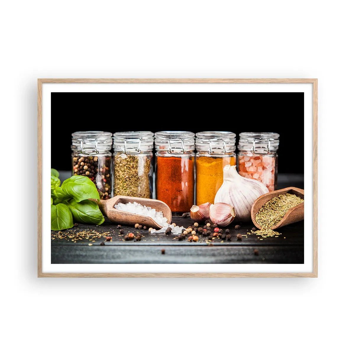 Poster in light oak frame - Spicing Up Life - 100x70 cm