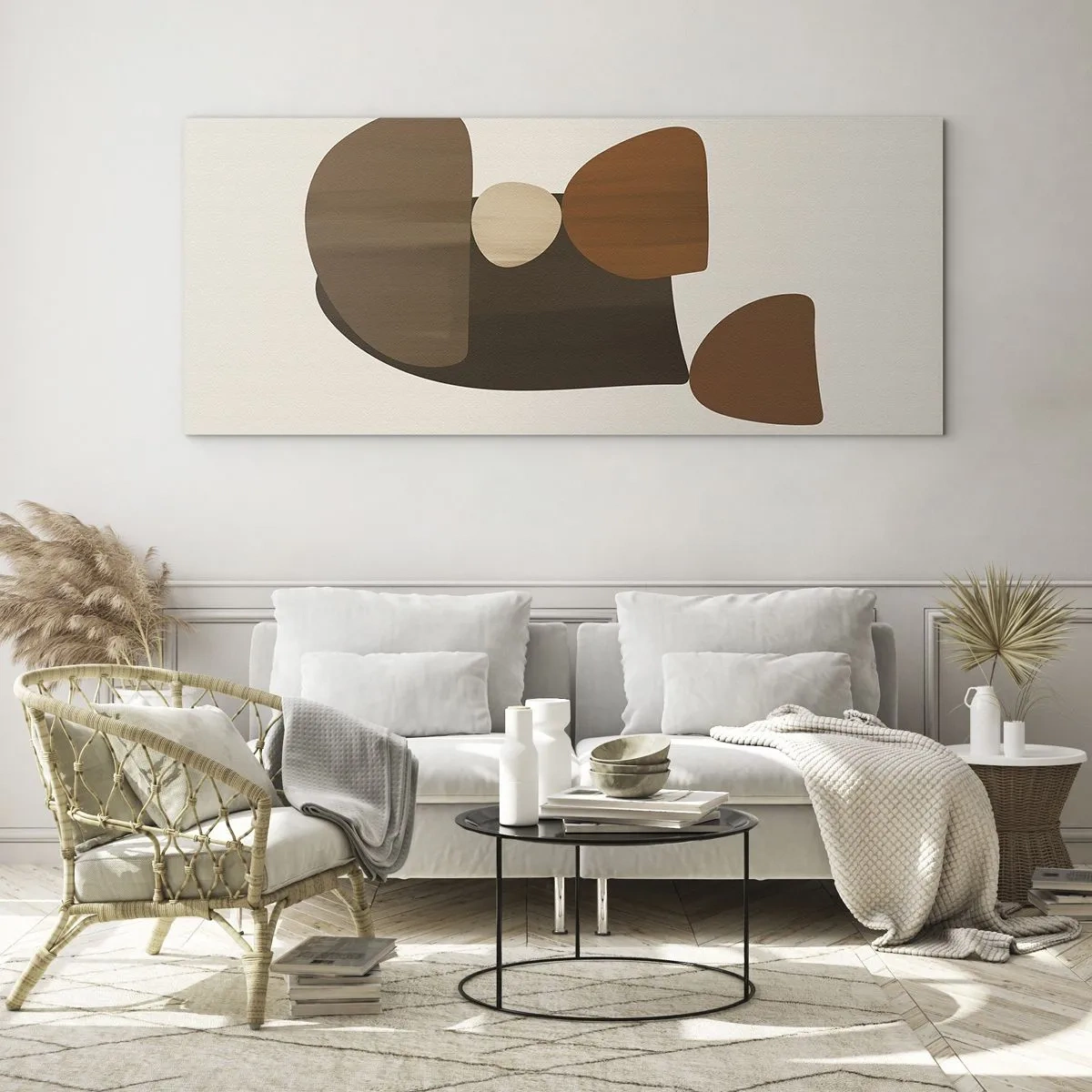 Glass picture - Composition in Brown - 140x50 cm