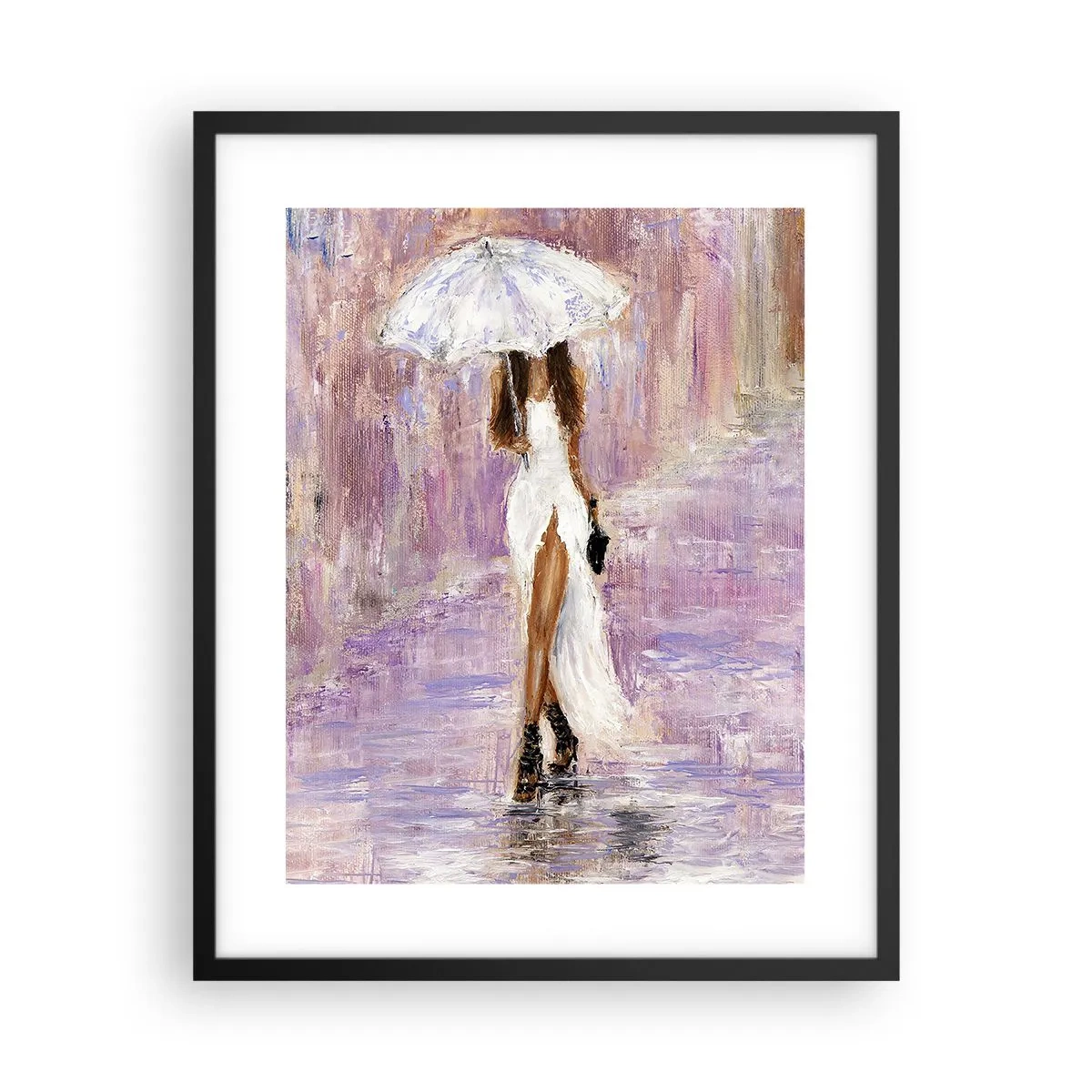 Poster in black frame - In Liliac Rain - 40x50 cm