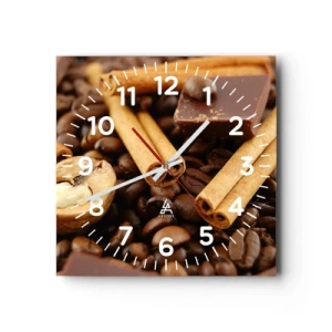 Wall clock - Clock on glass - Concert of Aromas - 40x40 cm