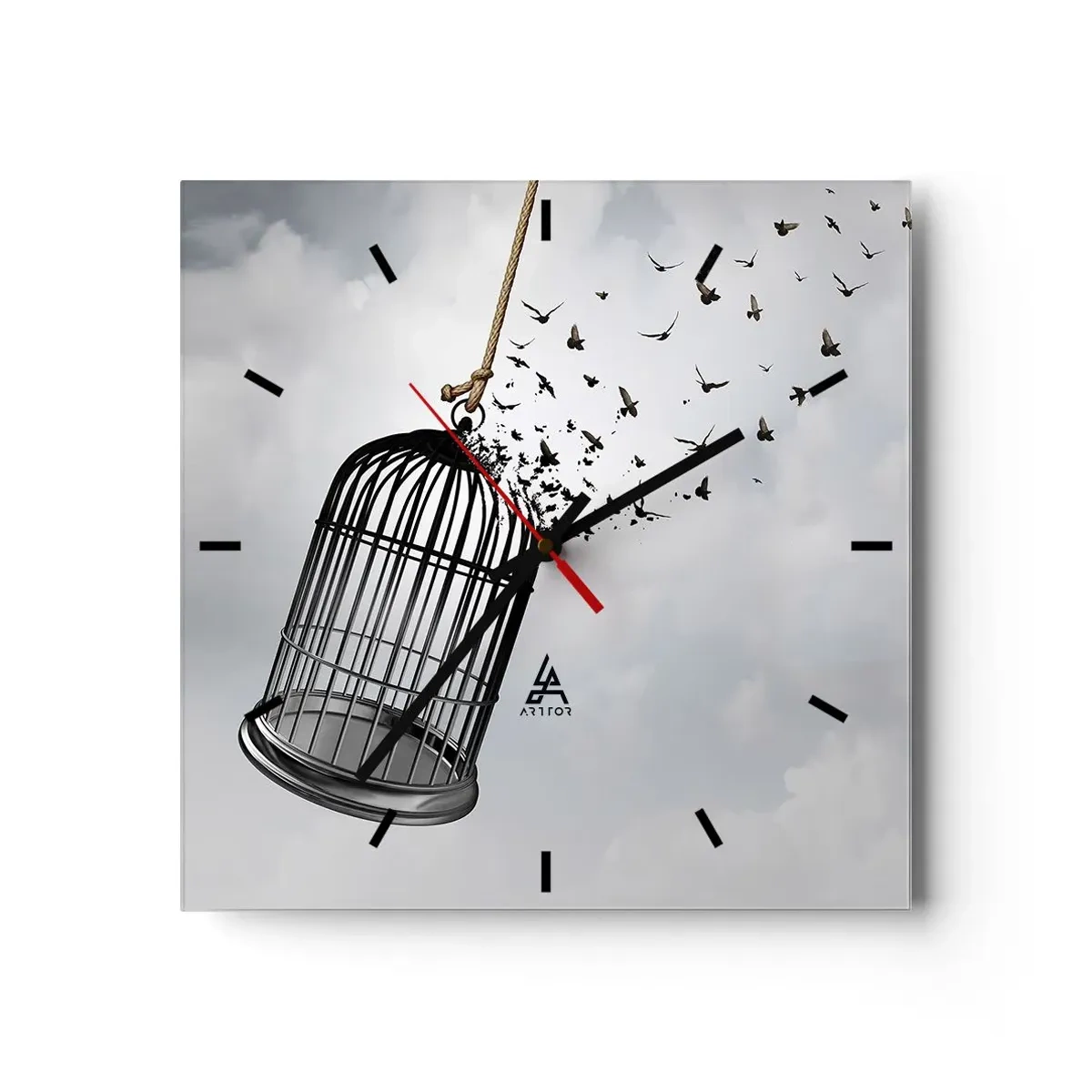 Wall clock - Clock on glass - Faith…Hope…Freedom! - 30x30 cm