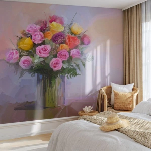 Self-Adhesive Photo Wallpaper Deluxe Sticker - Retained Beauty - Vase with Flowers, Bouquet of flowers, Piece - 250x175 cm