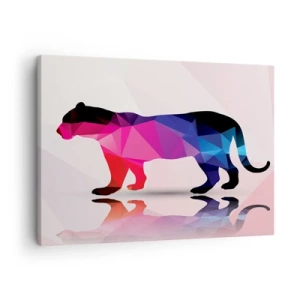 Canvas picture - Geometric panther silhouette in shades of pink and blue - 70x50cm - Diamond Panther - Modern wall decoration for the living room and bedroom ARTTOR