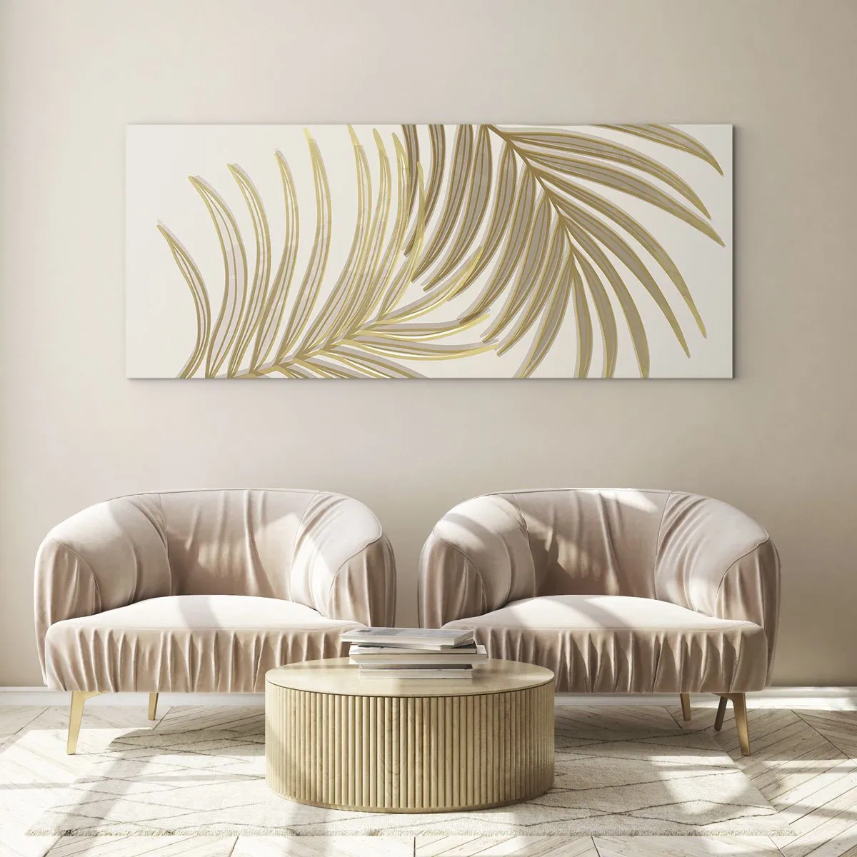 Glass picture - Golden Palm! - 90x30 cm