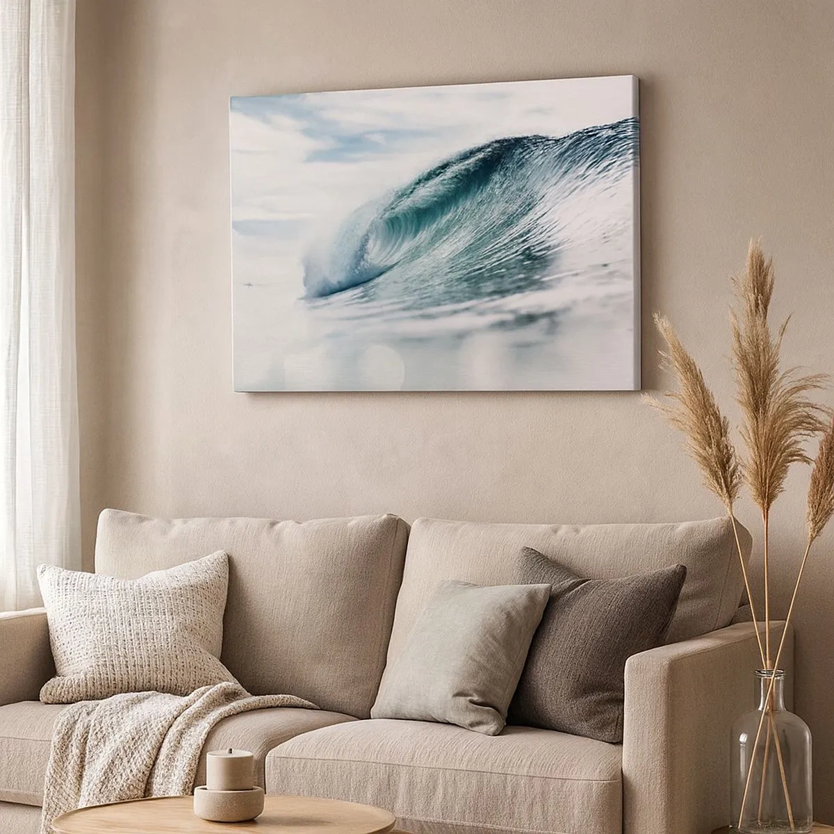 Canvas picture - A sea wave captured in a dynamic moment against the sky - 70x50cm - Water Summit - Modern wall decoration for the living room and bedroom ARTTOR